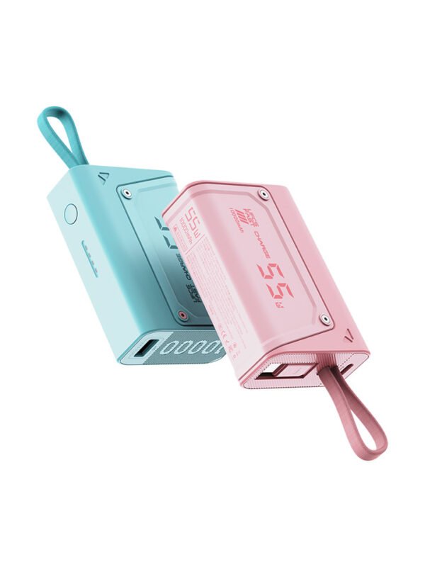 Fast Charging Power Bank with Built-in Cables